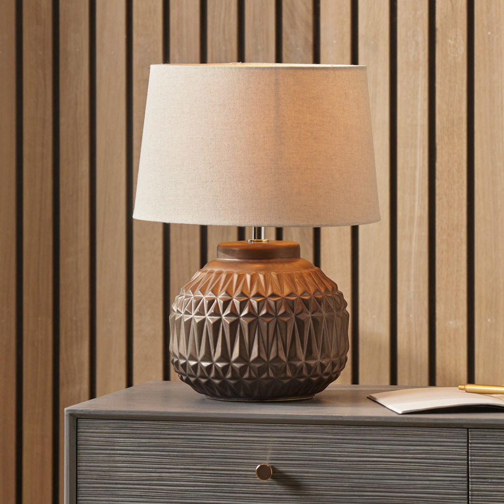 Pacific Lifestyle Anneli Bronze Aztec Texture Ceramic Table Lamp Image 2