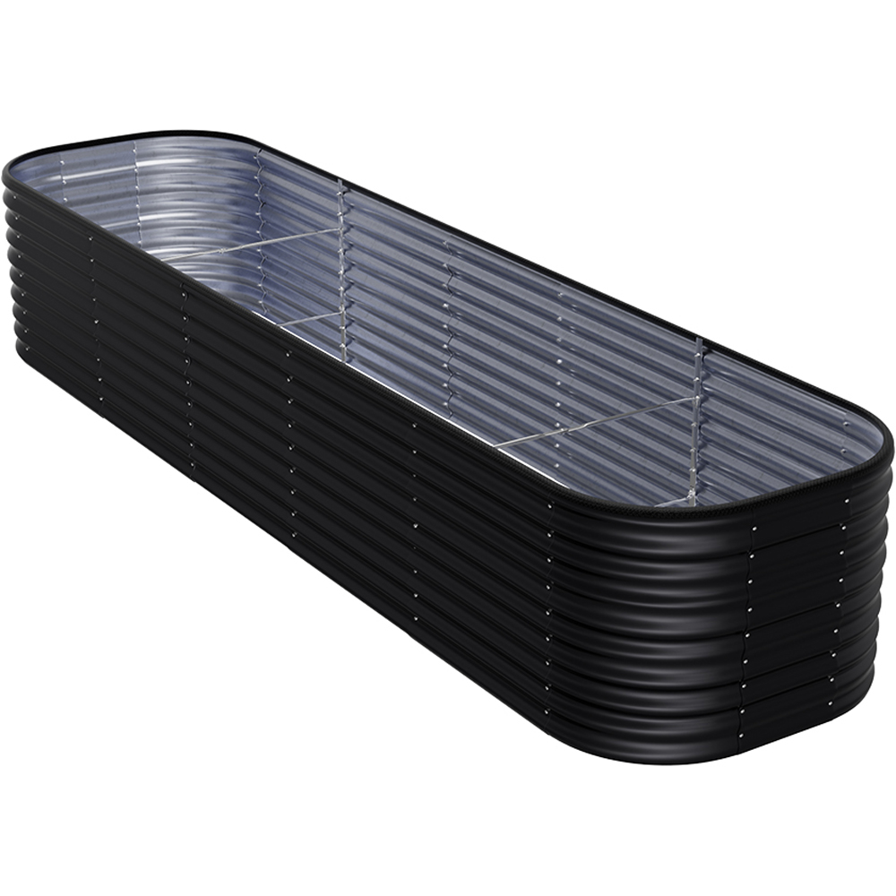 Living and Home Anthracite Oval Galvanised Steel Raised Garden Bed 320 x 56cm Image 3
