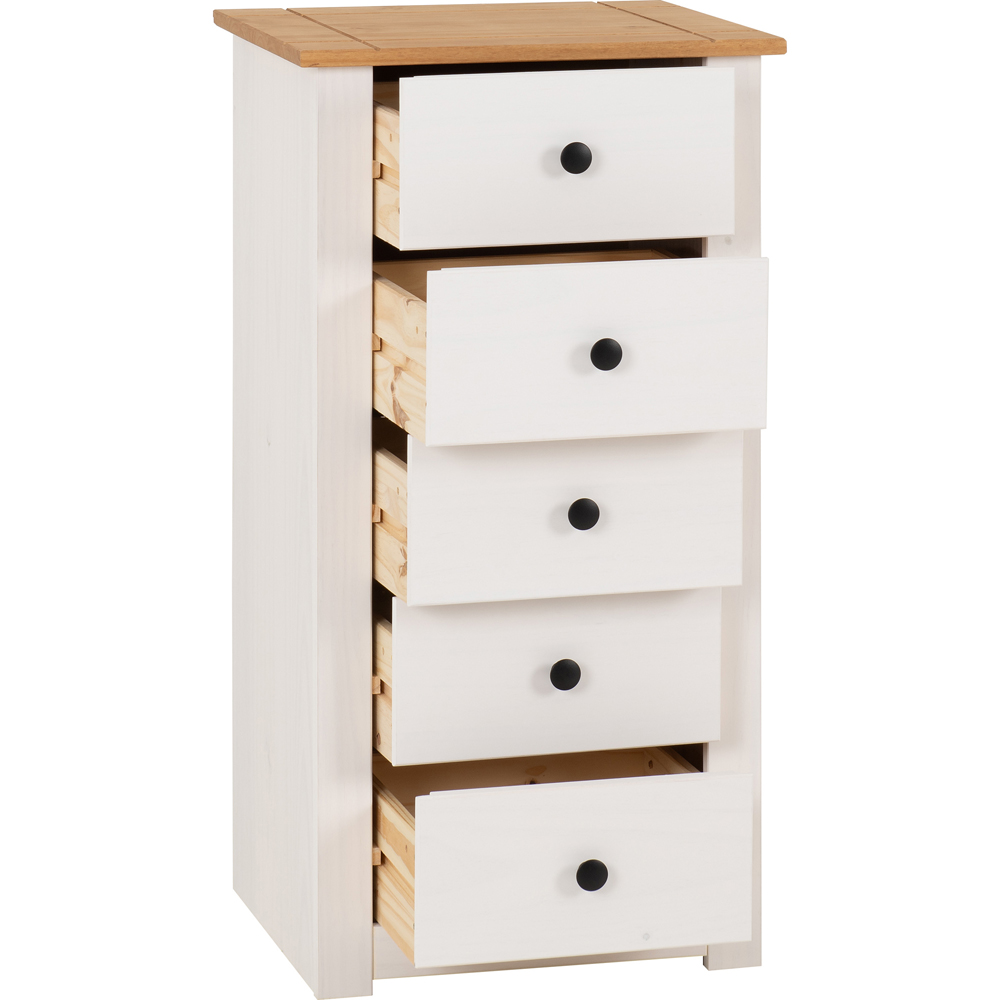 Seconique Panama 5 Drawer White and Natural Wax Chest of Drawers Image 4
