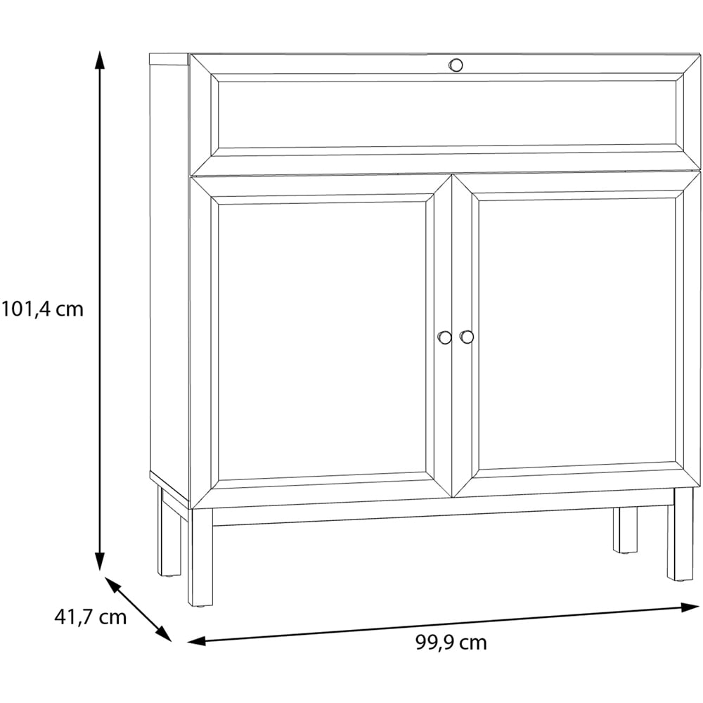 Florence Wensley 2 Door Single Drawer Light Grey and Oak Sideboard Image 7