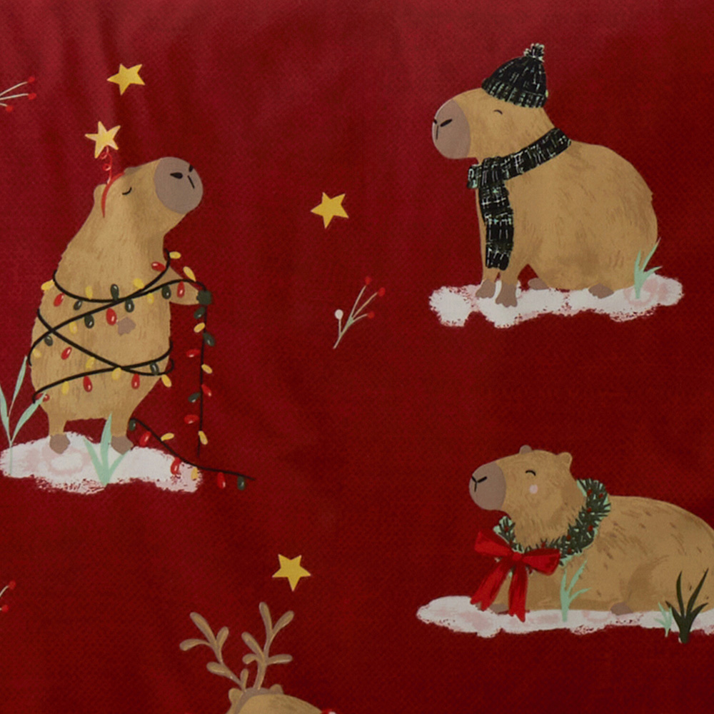 Capybara Christmas Duvet Set Red Double Image 4