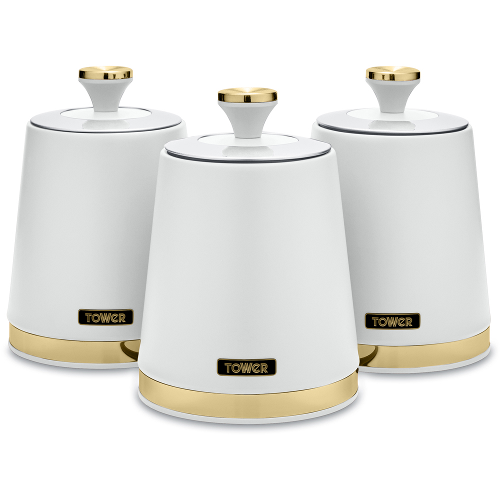 Tower 3 Piece Cavaletto White Canister Set Image 1