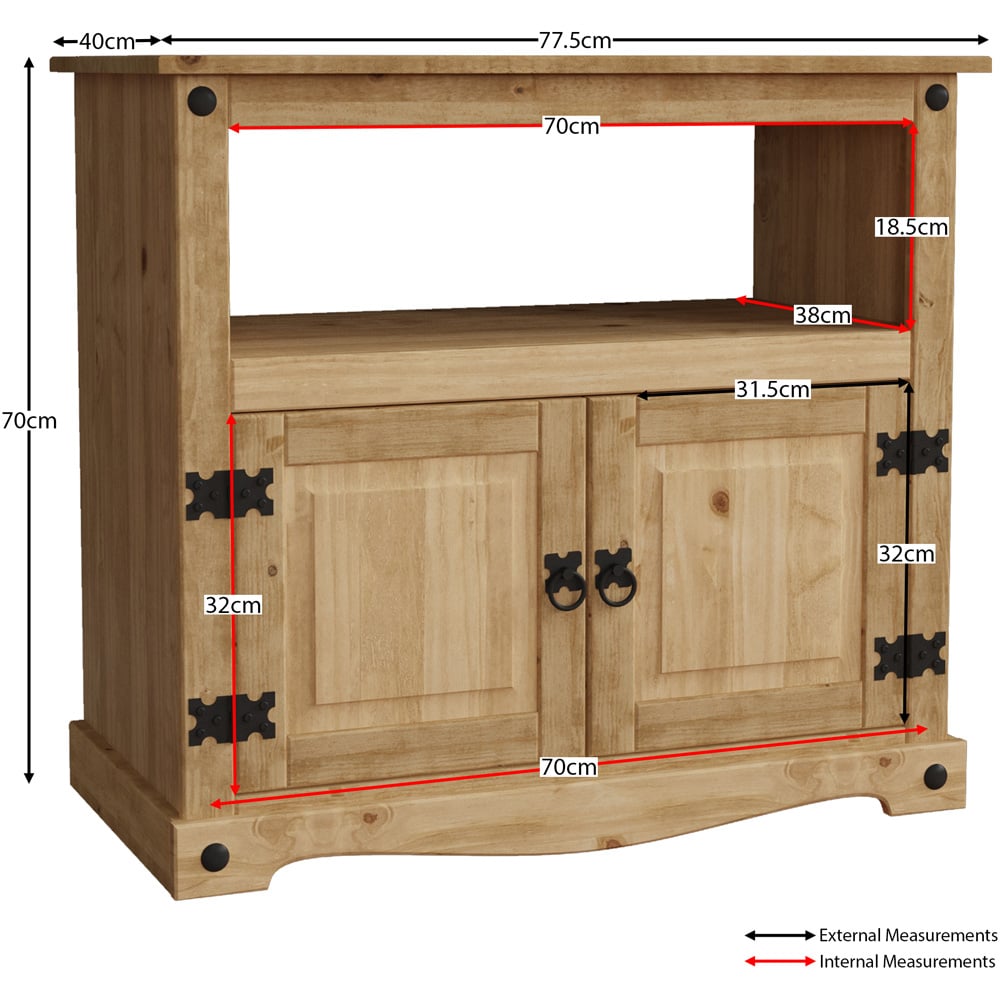 Vida Designs Corona 2 Door Single Shelf Pine Straight TV Unit Image 7