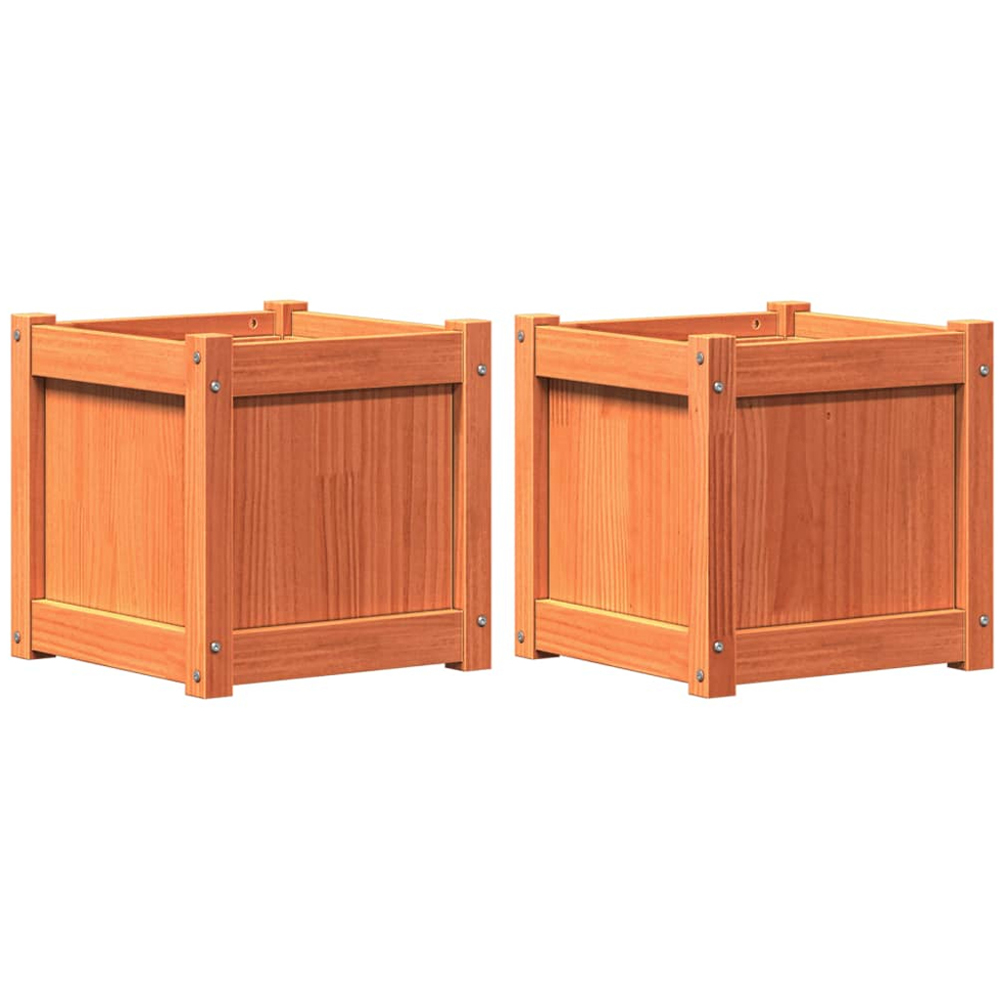 vidaXL Brown Solid Pine Wood Garden Planter 40 x 40 x 40cm Image 5