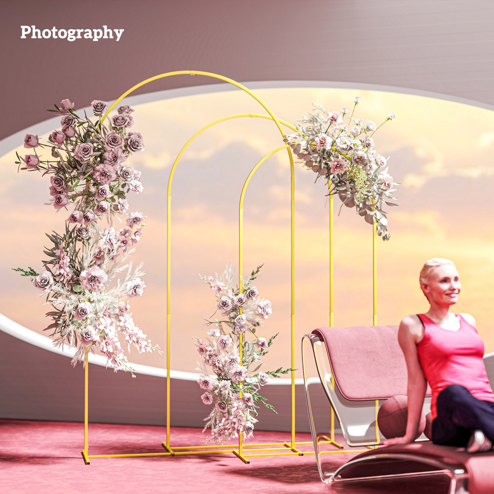 Outsunny Gold Tone Wedding Backdrop Arch Frame Stand Set Image 7