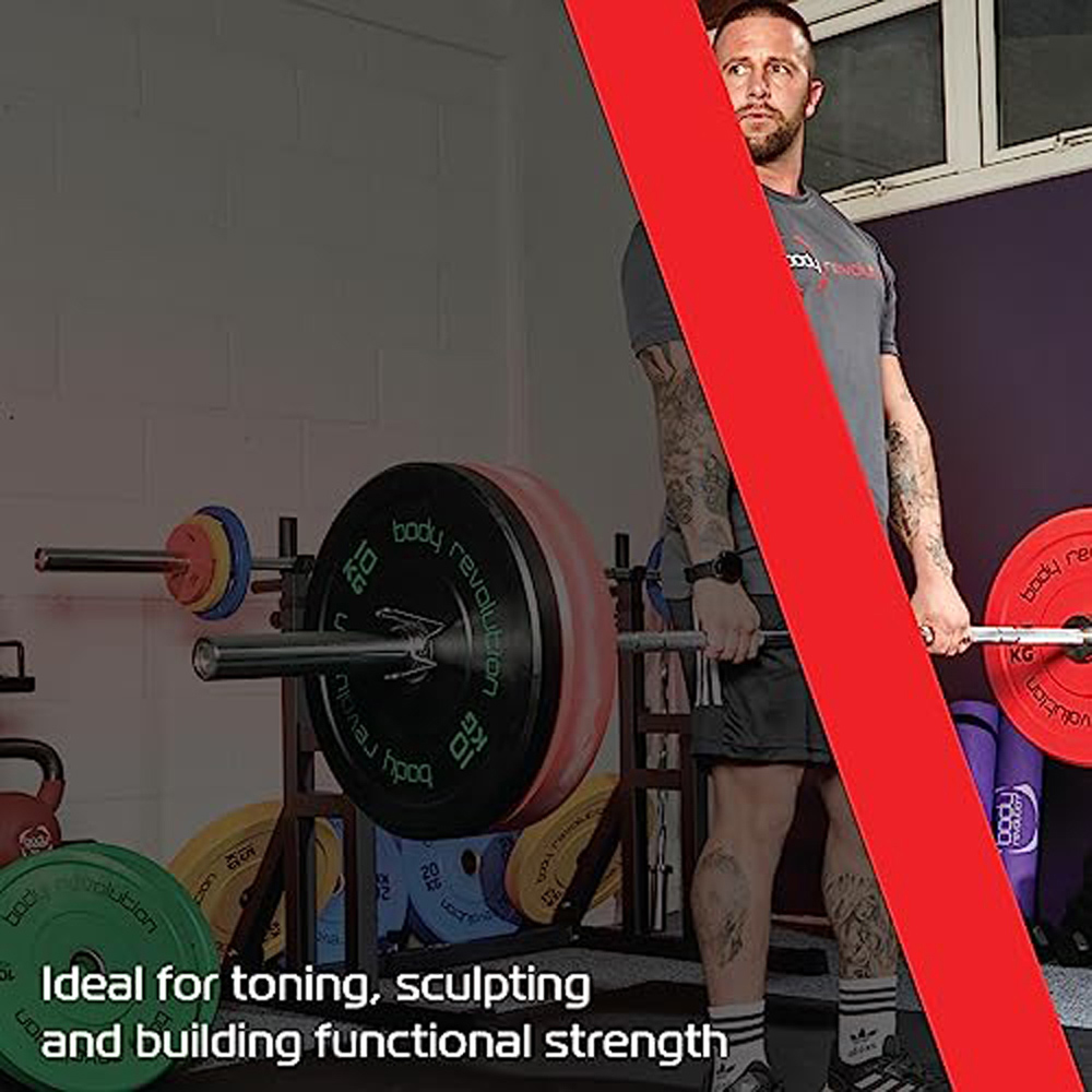 MonsterShop Olympic Weightlifting Bar and Bumper Plate Set 30kg Image 5