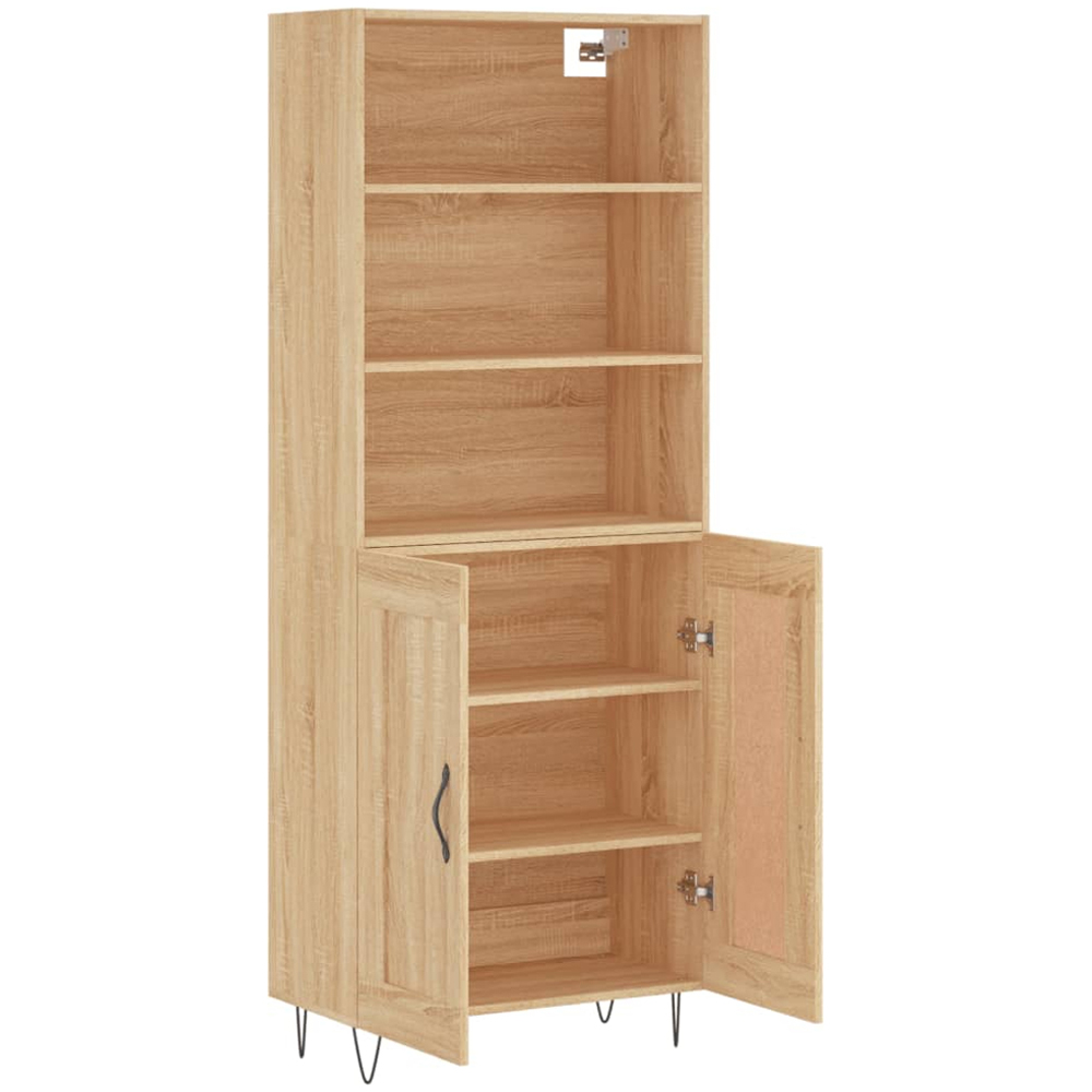 vidaXL 2 Door 3 Open Shelf Sonoma Oak Highboard with Metal Legs Image 4
