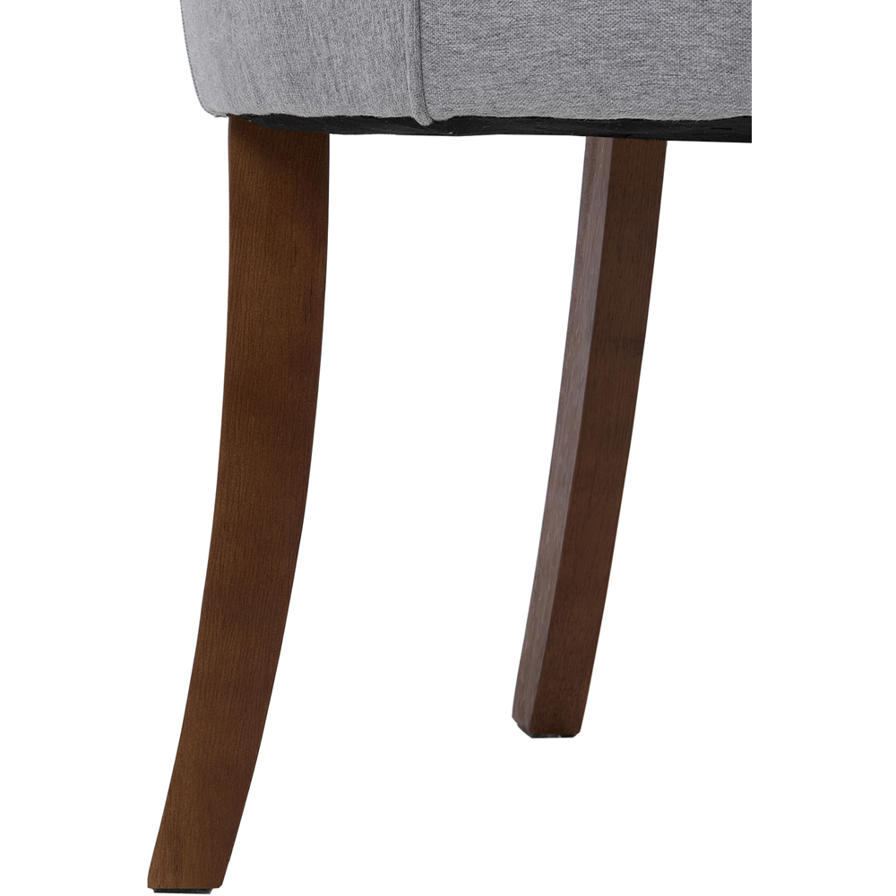 Living and Home Set of 2 Grey Chenille Curved Cutout Backrest Dining Chair Image 3