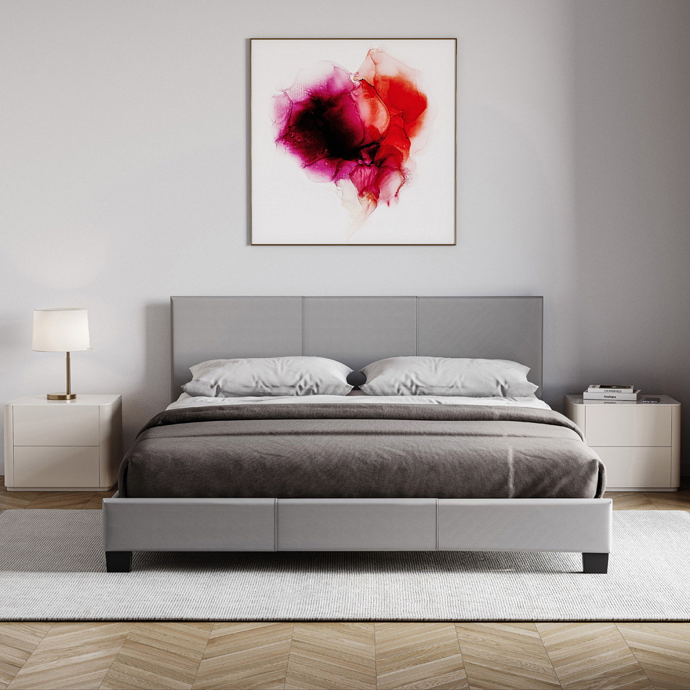 VIDA DESIGNS Lisbon Double Grey Faux Leather Bed Frame Image 3