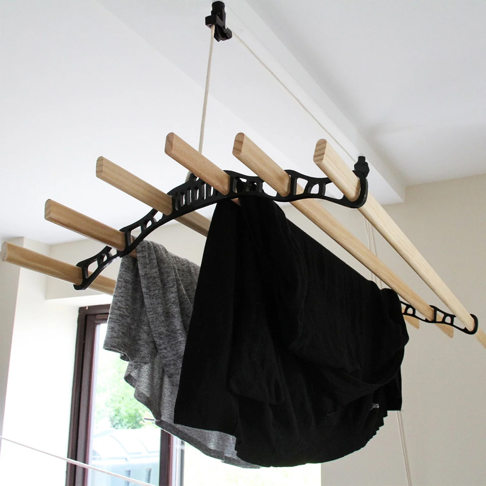 Body Revolution Black Clothing Airer Ceiling Pulley 1.4m Image 2
