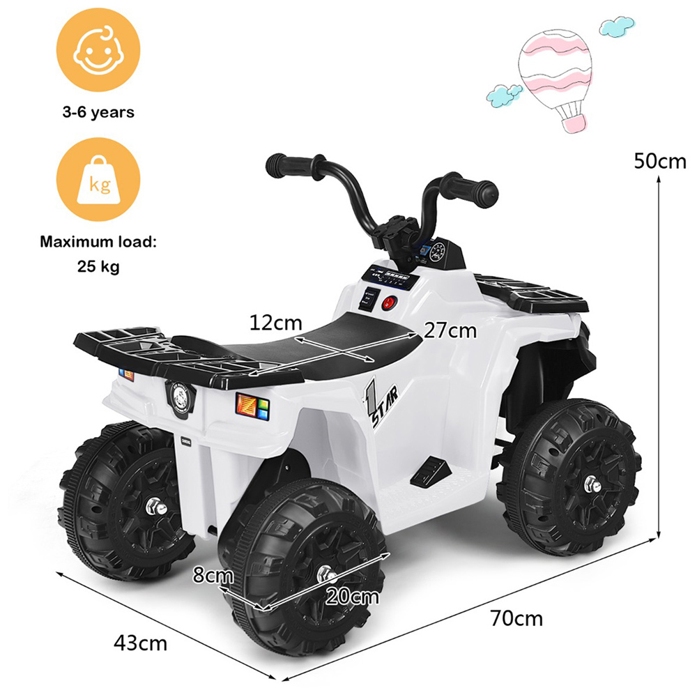 Costway White Kids All Terrain Electric Quad Bike Image 9