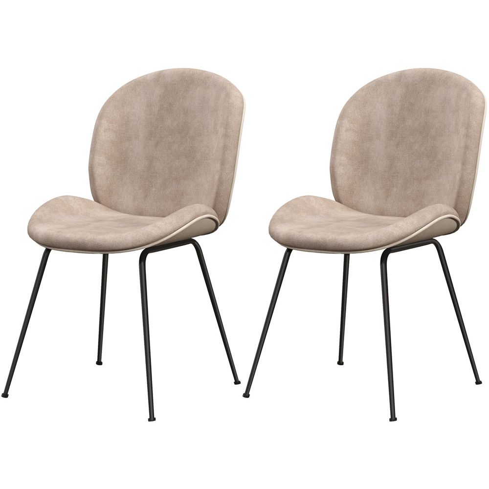 Costway Set of 2 Coffee Velvet Dining Chairs Image 2