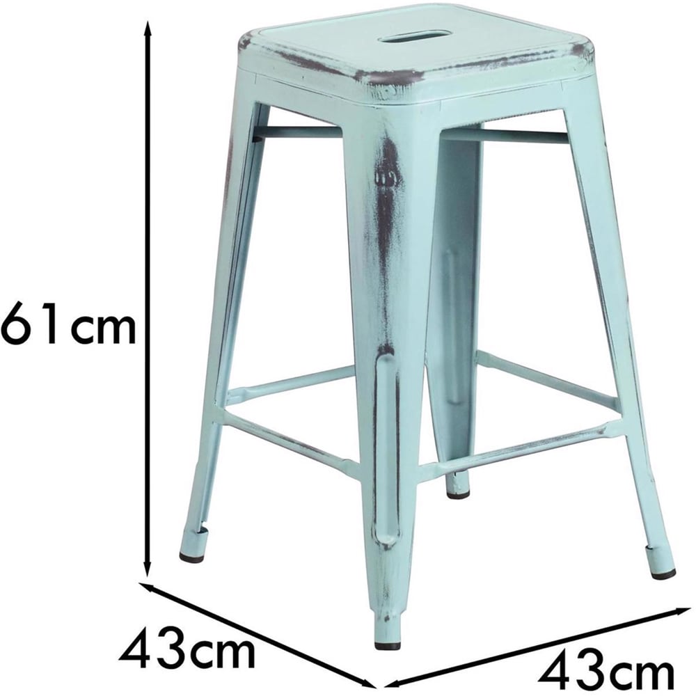 FWStyle Pastel Blue Assembled Steel Bar Stool Set of 4 Image 5
