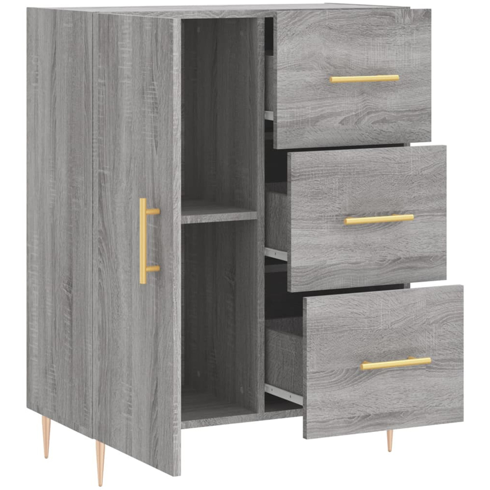vidaXL Single Door 3 Drawer Grey Sonoma Sideboard Image 6