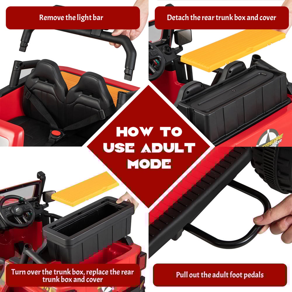 Costway Red Kids Electric Ride On Car with Music and LED Light Image 8