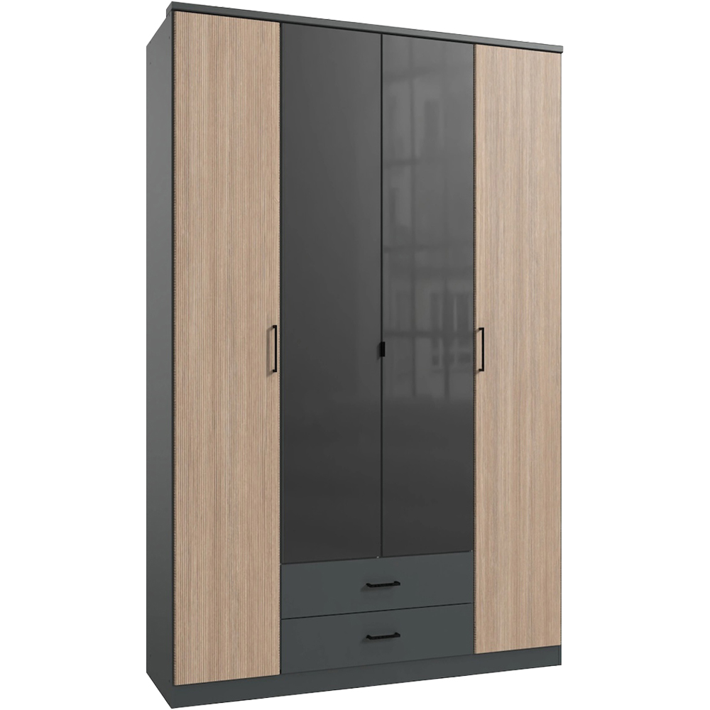 TJ'S Fulda 4 Door 2 Drawer Matt Acacia Effect Wardrobe Image 2