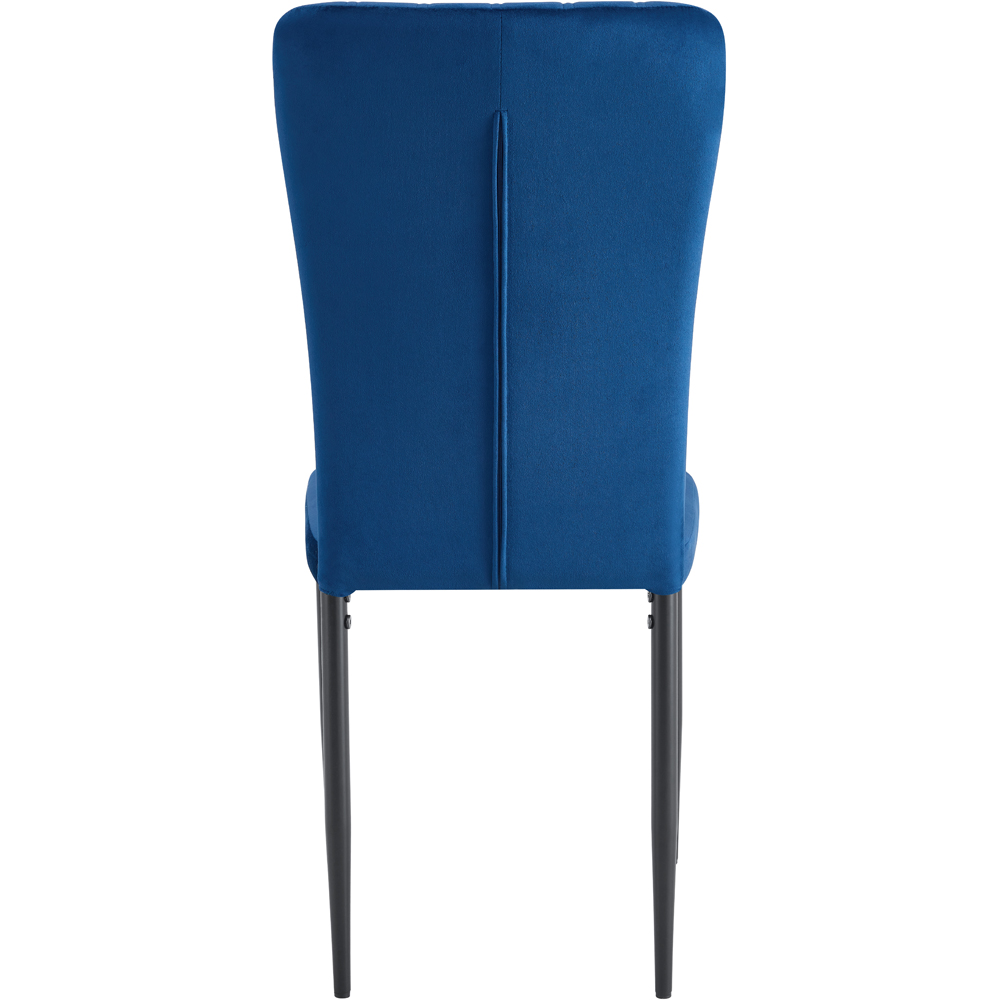 wilko Elle Set of 2 Blue Velvet Effect Plush Padded Upholstered Dining Chair Image 6