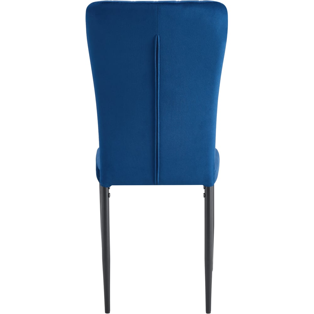wilko Elle Set of 6 Blue Velvet Effect Plush Padded Upholstered Dining Chair Image 6