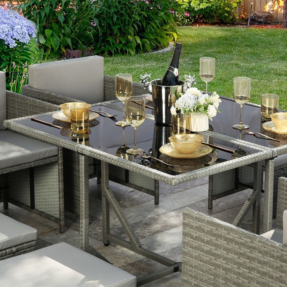 Home Garden Direct Athena 8 Seater Cube Dining Set Grey Image 5