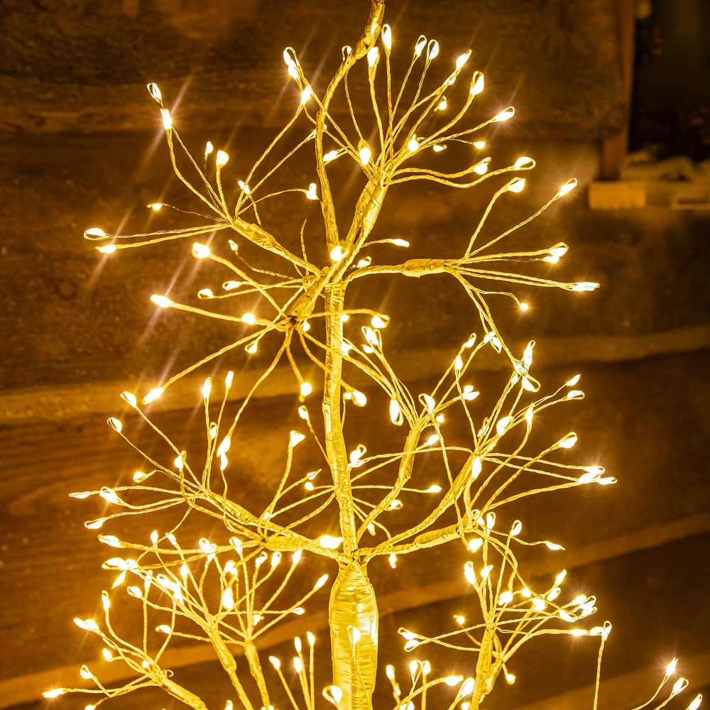 The Christmas Centre 1200 Warm White LED Pre-Lit Gold Wire Light-Up Xmas Tree 4ft Image 6