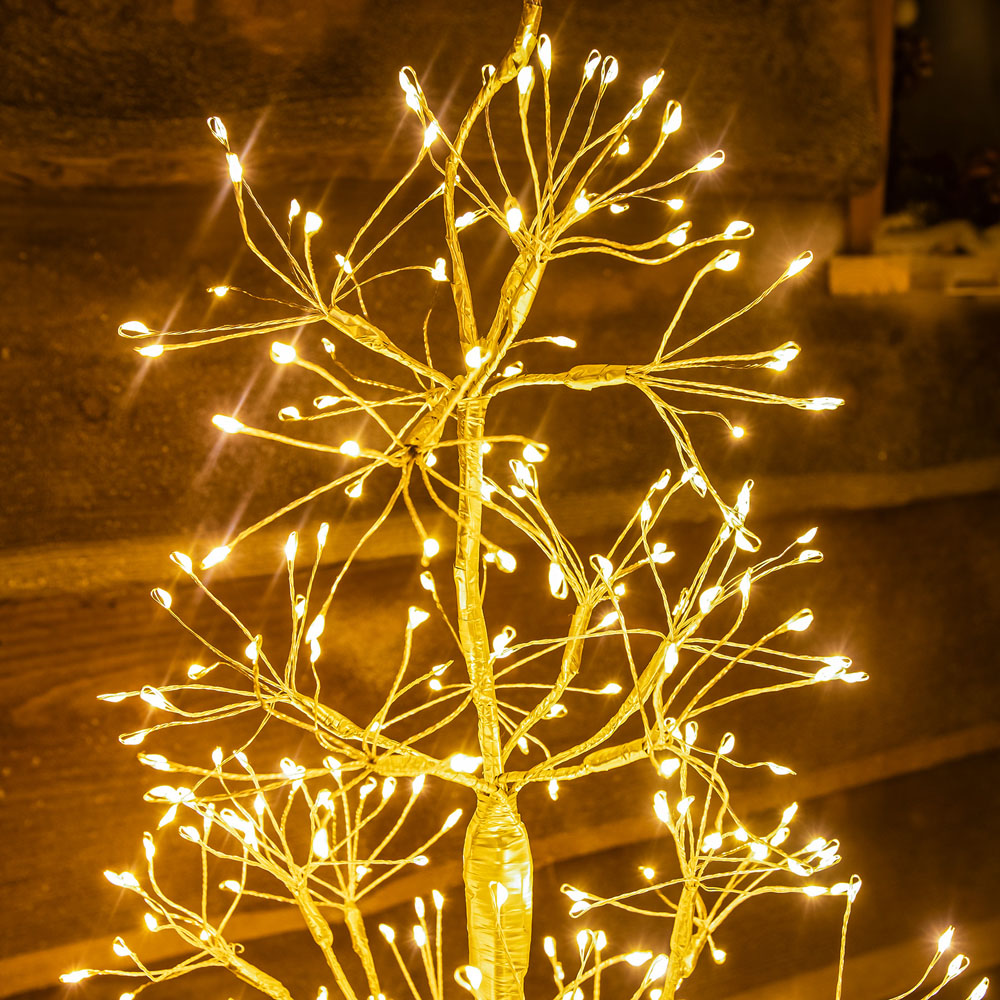 The Christmas Centre 1500 Warm White LED Pre-Lit Gold Wire Light-Up Xmas Tree 5ft Image 6