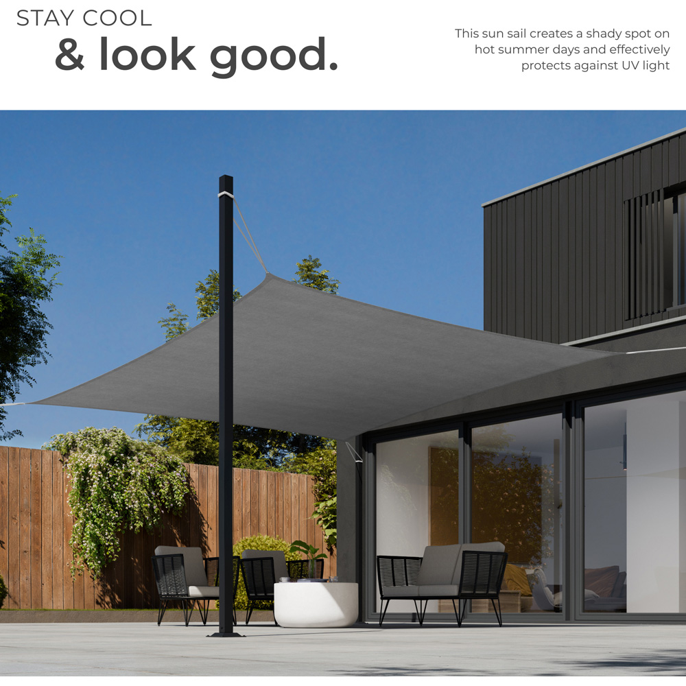 tectake Grey UV 50+ Rectangular Shade Sail 400cm Image 4