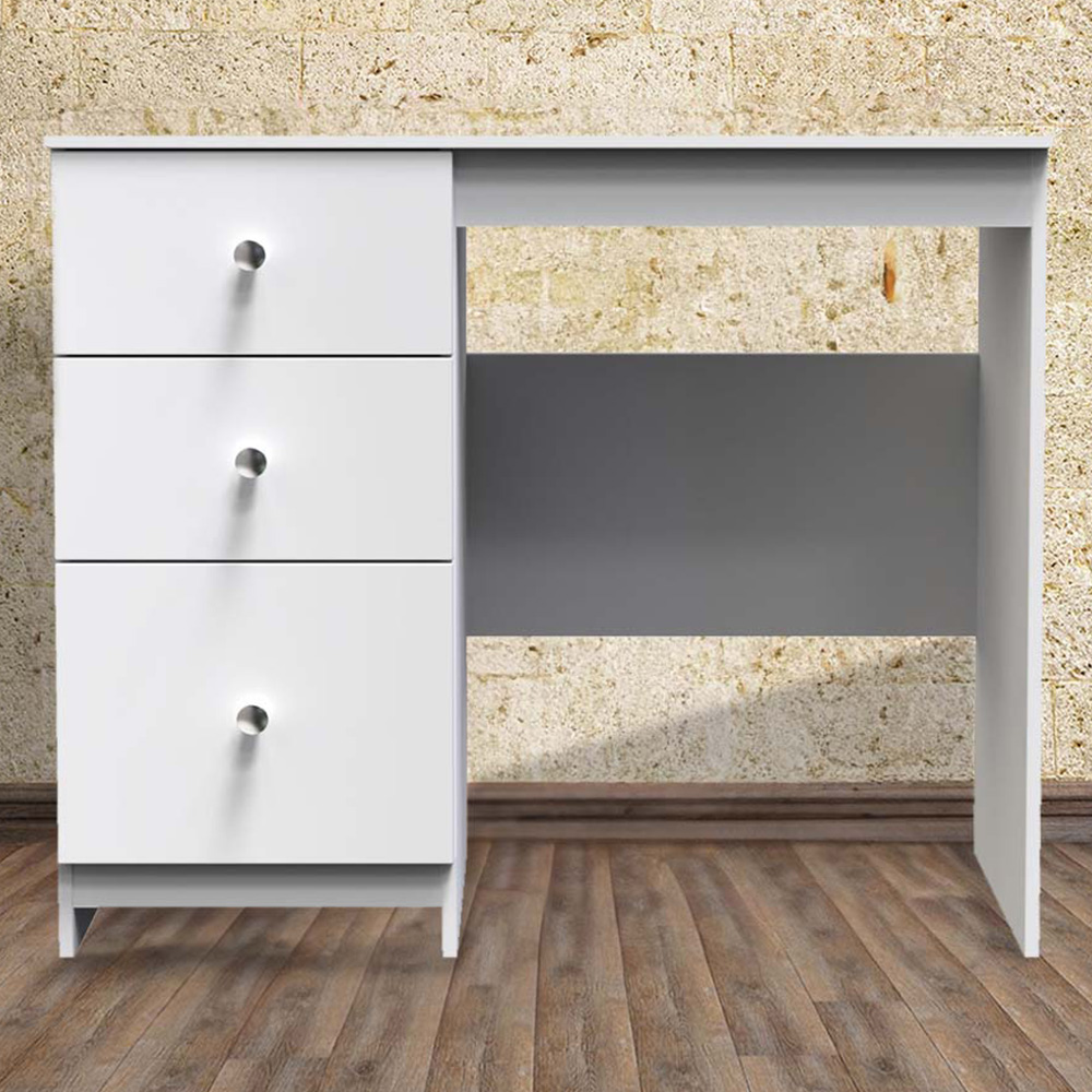 Crowndale Yarmouth 3 Drawer White Vanity Ready Assembled Image 1