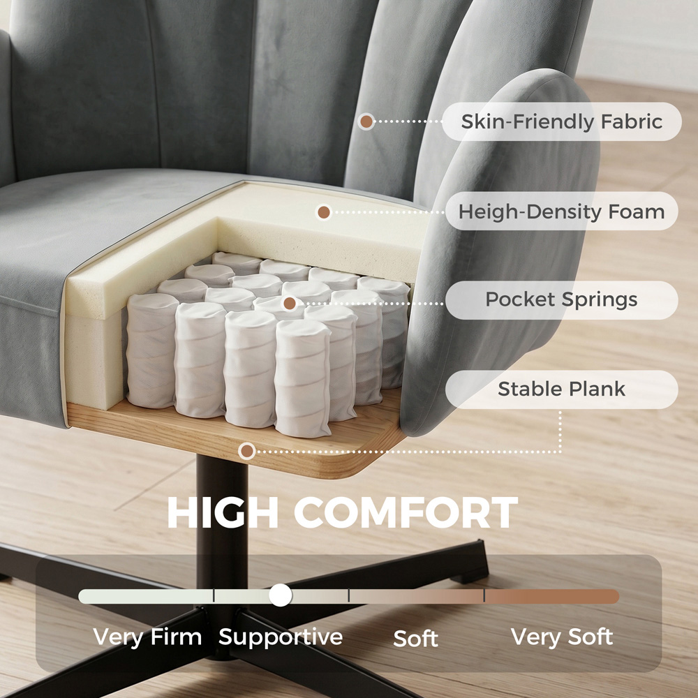 HOMCOM Grey Modern Swivel Accent Chair Image 7