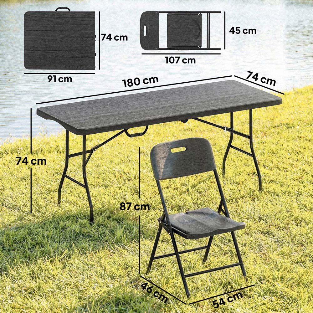 Outsunny 4 Seater Foldable Picnic Table and Chair Set Image 9