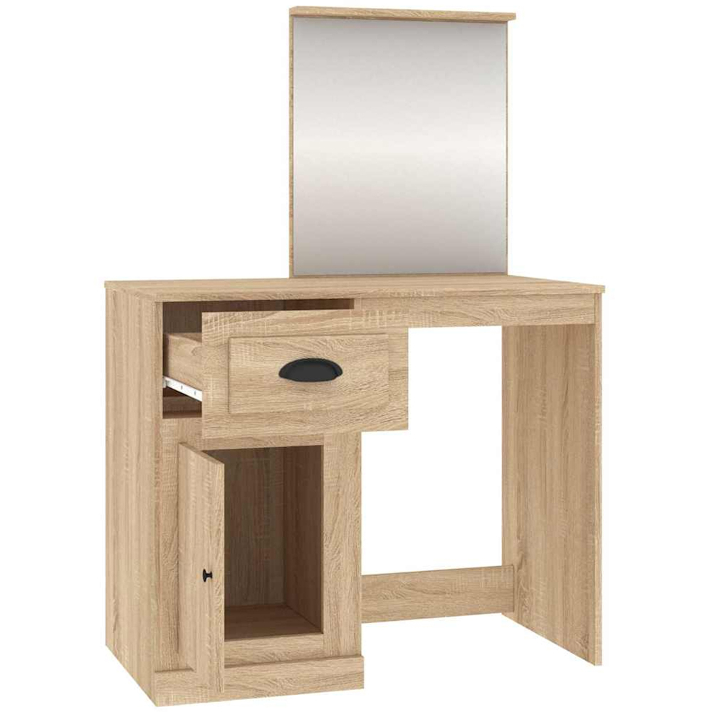 vidaXL Single Door Single Drawer Sonoma Oak Dressing Table with Mirror Image 3
