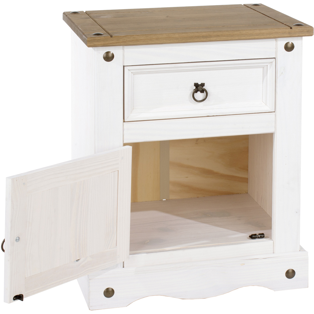 Core Products Corona Single Door Single Drawer White Bedside Table Image 6