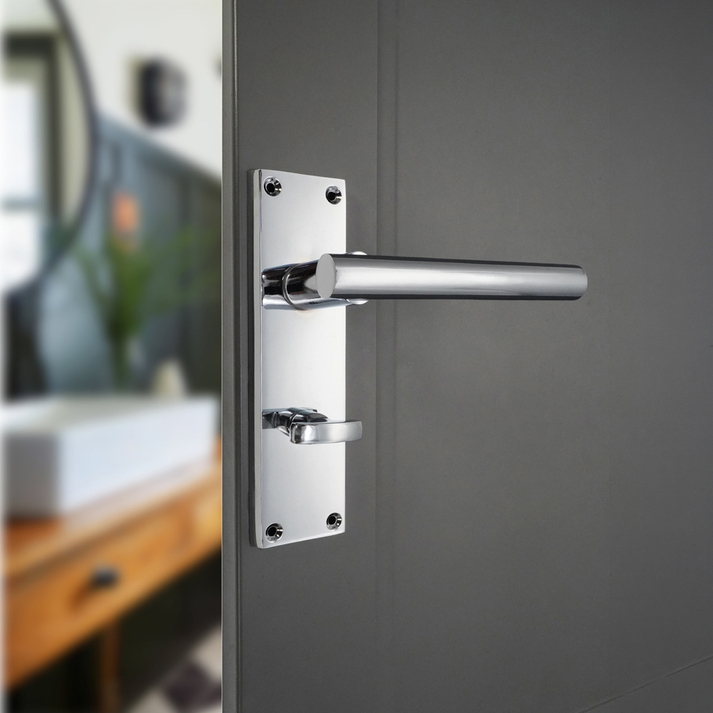 Spira Brass Jura Polished Chrome Lever on Backplate Bathroom Door Handle 2 Pack Image 2