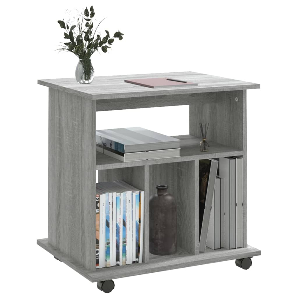 vidaXL 4 Shelf Grey Sonoma Rolling Storage Cabinet Image 4