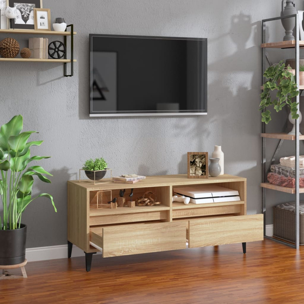 vidaXL 2 Drawer 2 Shelf Sonoma Oak TV Cabinet Image 3