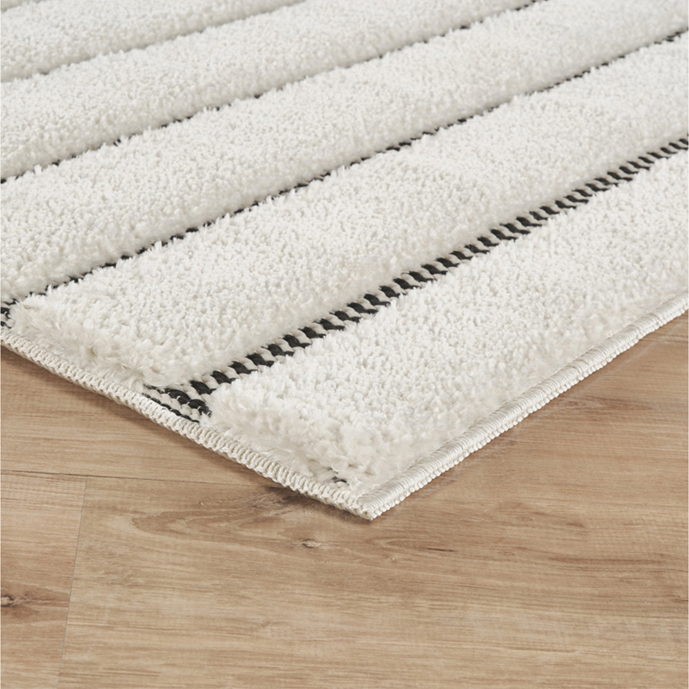 Freya Living Room Area Rug Contemporary 3D Embossed Modern Merge Line Design - Cream 120cm x 170cm Image 5