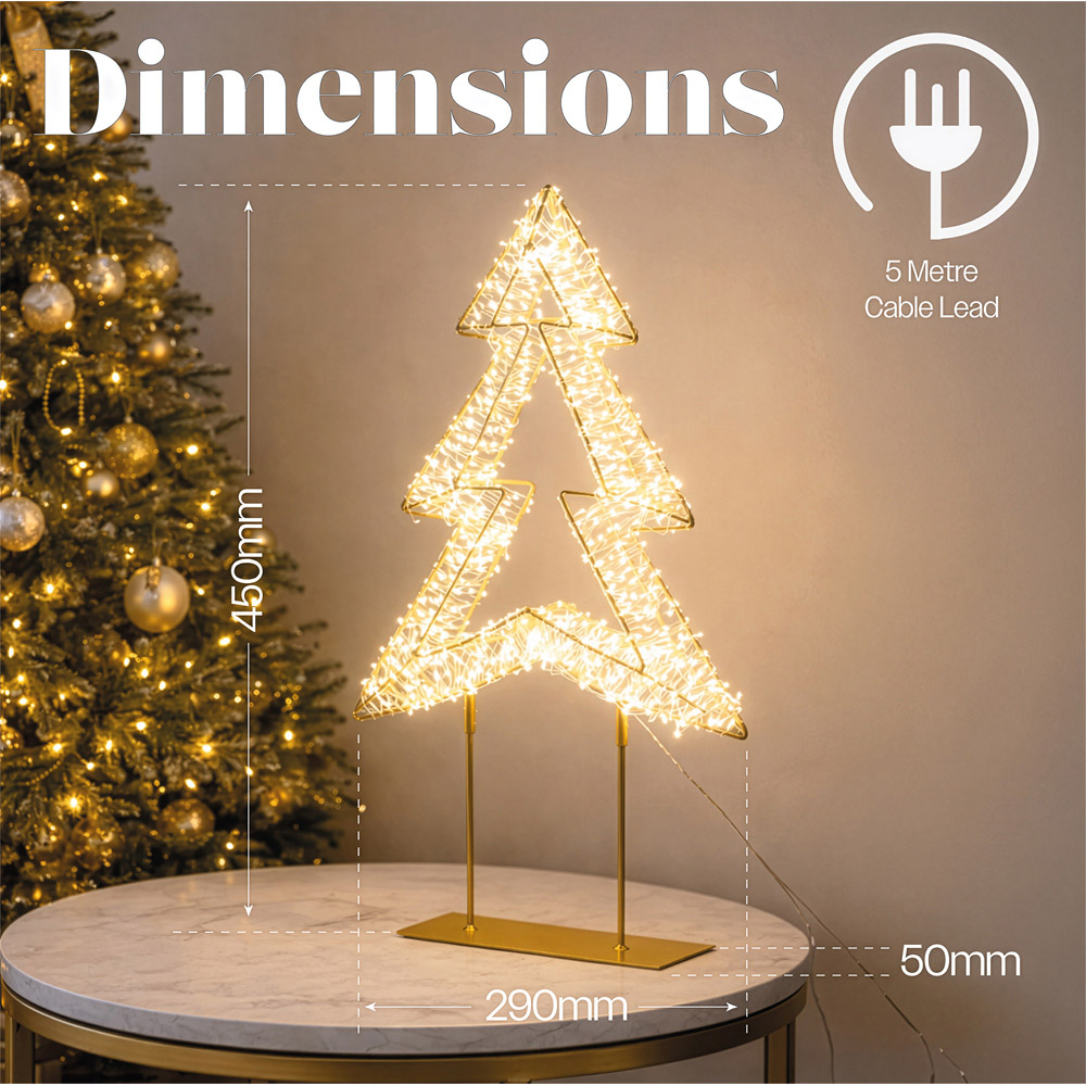 Xmas Haus 720 Warm White LED Champagne Gold Metal Christmas Tree Decoration 45cm Image 7