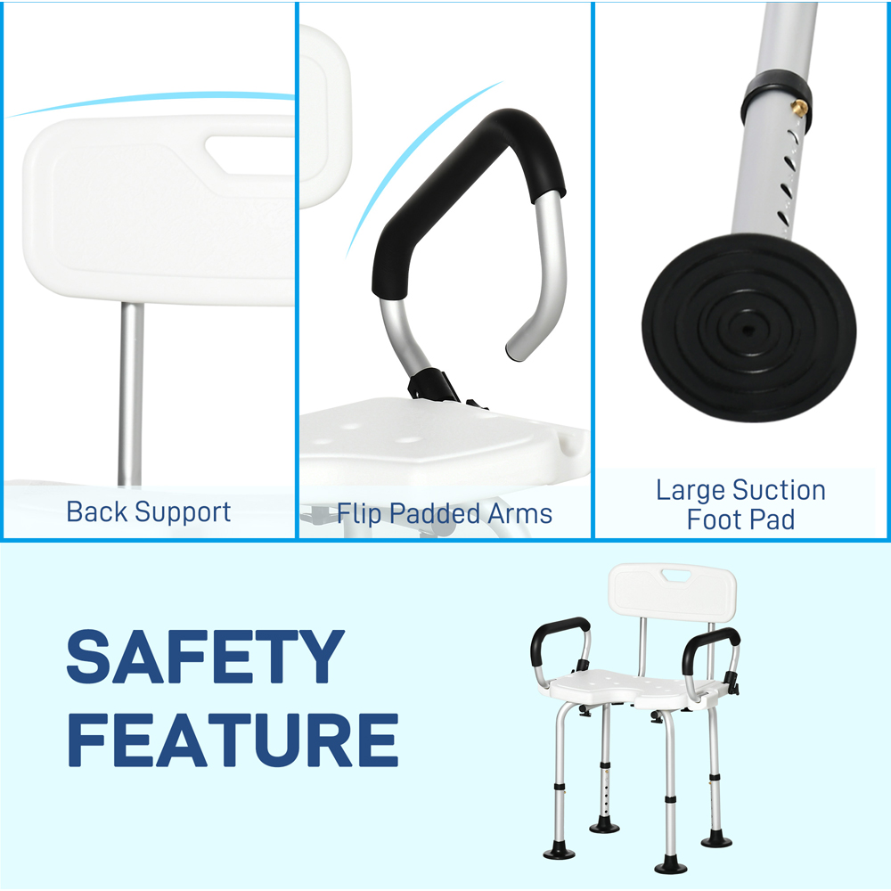 HOMCOM White Adjustable Shower Stool Image 5