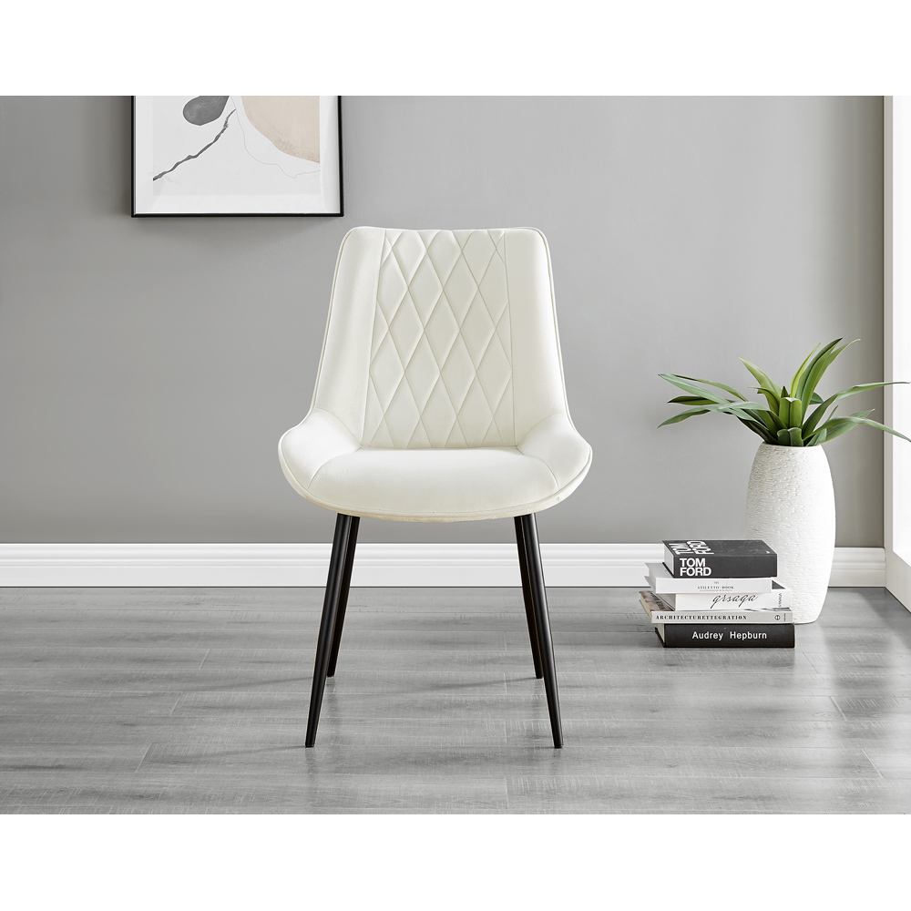 Furniturebox Cesano Set of 2 Cream and Black Velvet Dining Chair Image 2