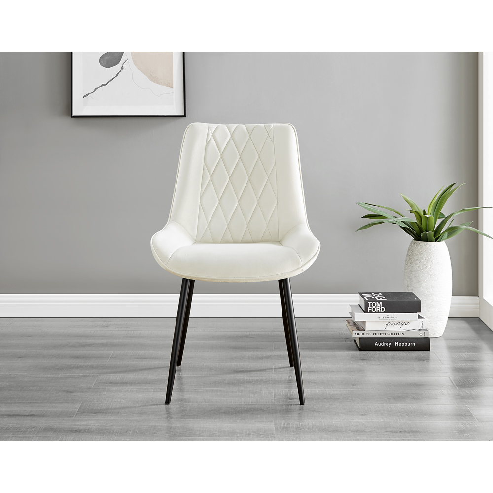 Furniturebox Cesano Set of 2 Cream and Black Velvet Dining Chair Image 2