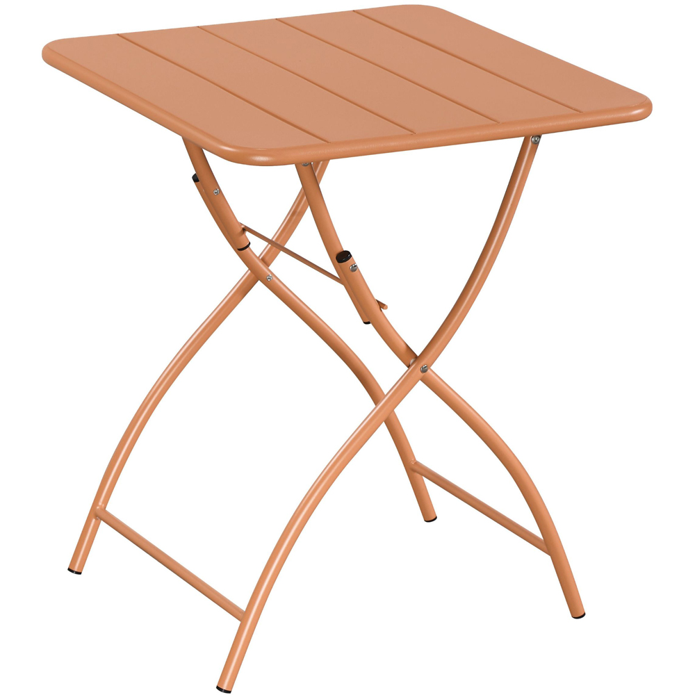 Core Products 2 Seater Terracotta Sunray Design Square Metal Foldable Table Garden Bistro Set Image 3