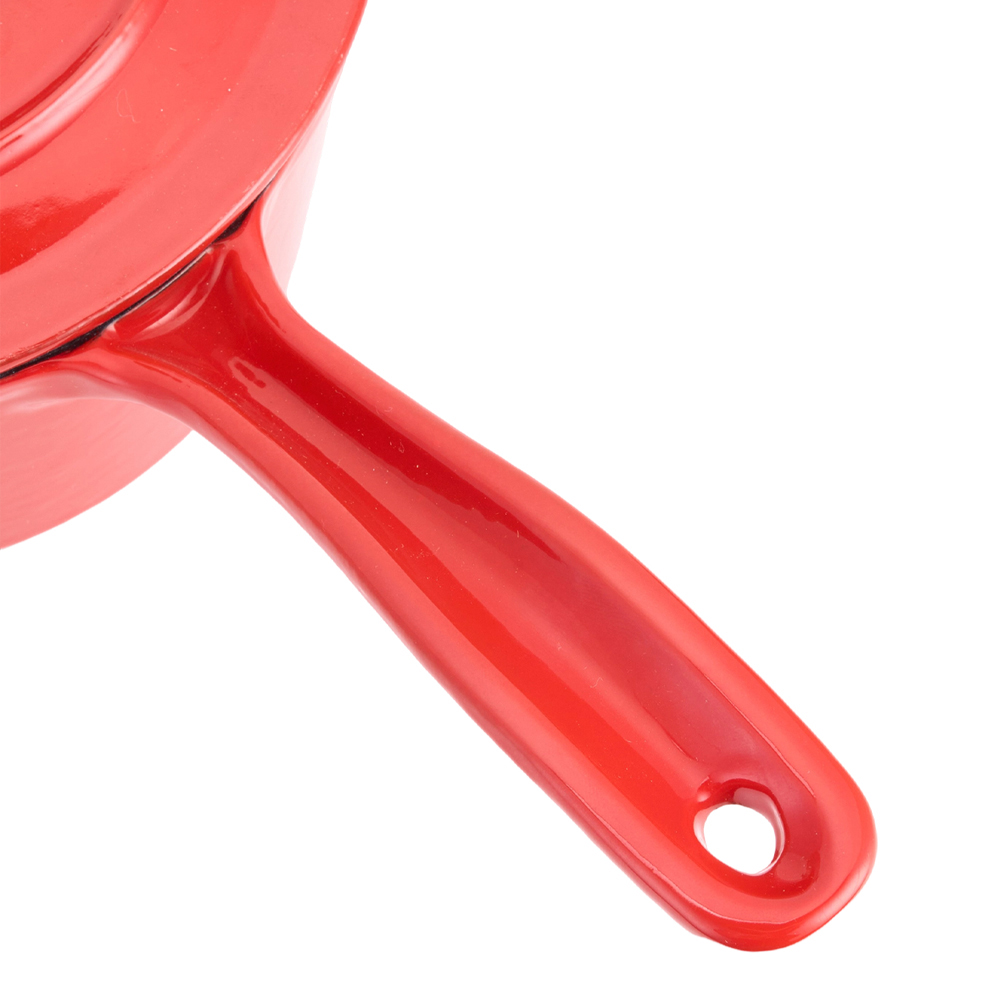 Living and Home 2L Red Cast Iron Enamel Saucepan with Lid Image 6
