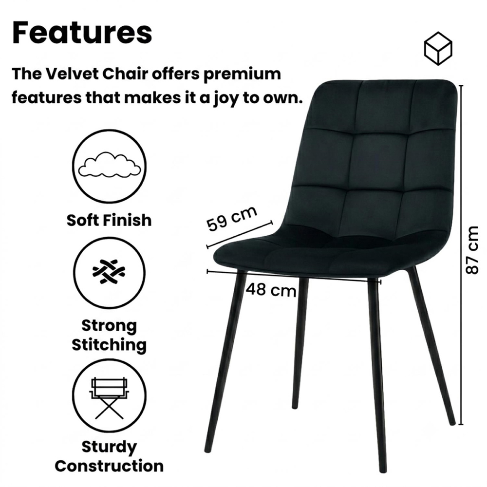 Kosy Koala 4 Seater Wood Effect Velvet Round Dining Set Black Image 8