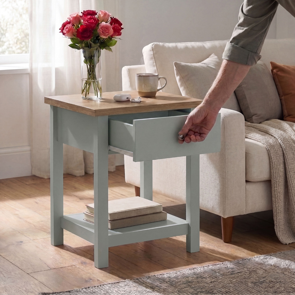 VIDA DESIGNS Arlington Single Drawer Grey Bedside Table Image 4