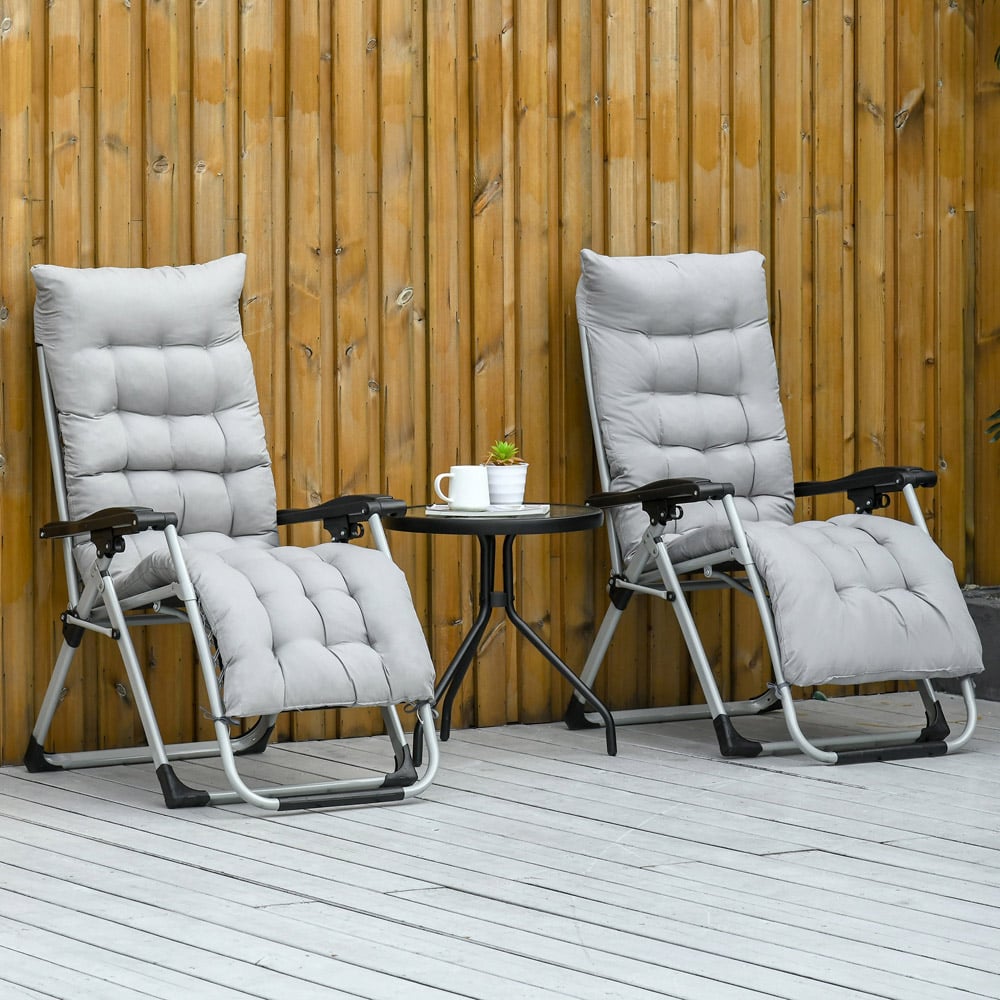 Outsunny Set of 2 Light Grey Zero Gravity Folding Recliner Chair Image 1