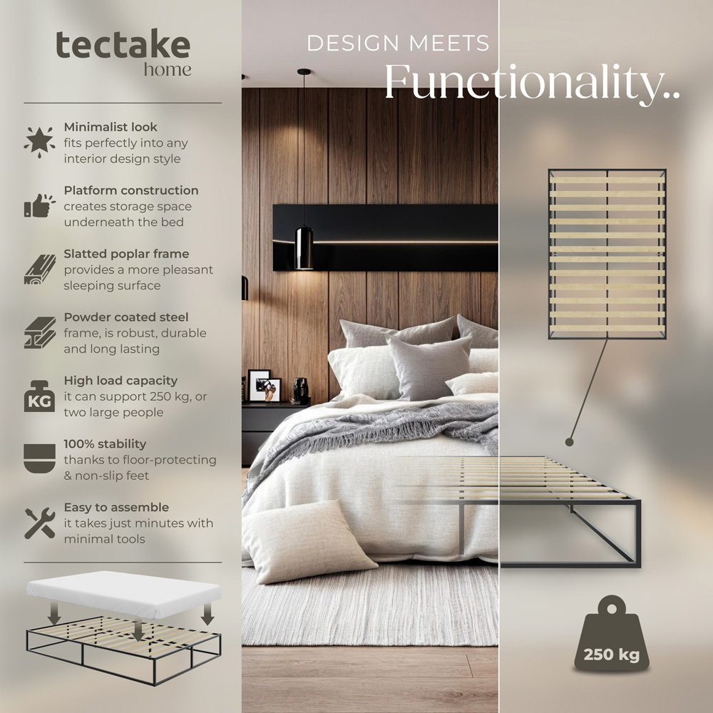 tectake Kyoto Double Steel Bed Frame Image 3
