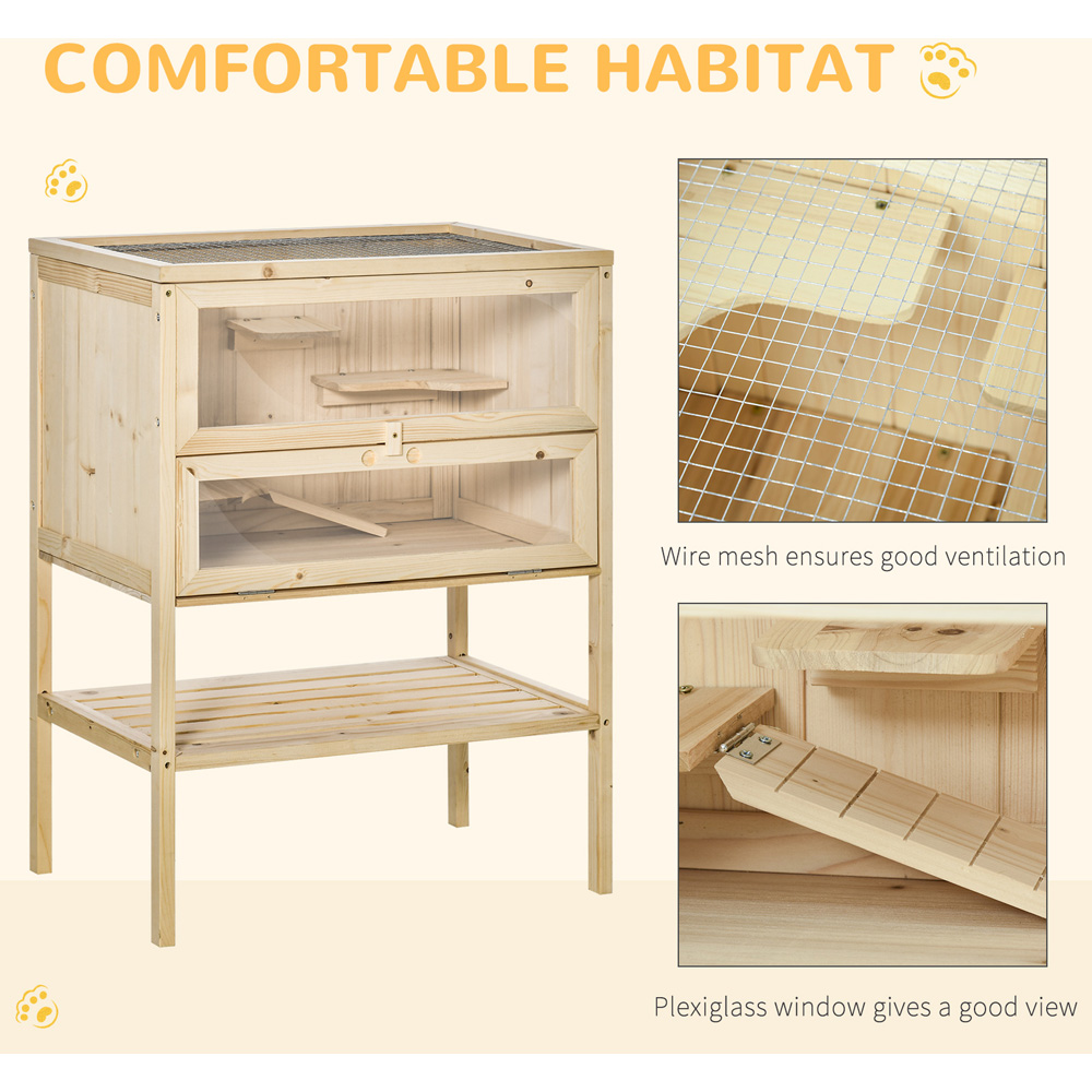 PawHut Wooden Hamster Cage with Storage Shelf Image 6