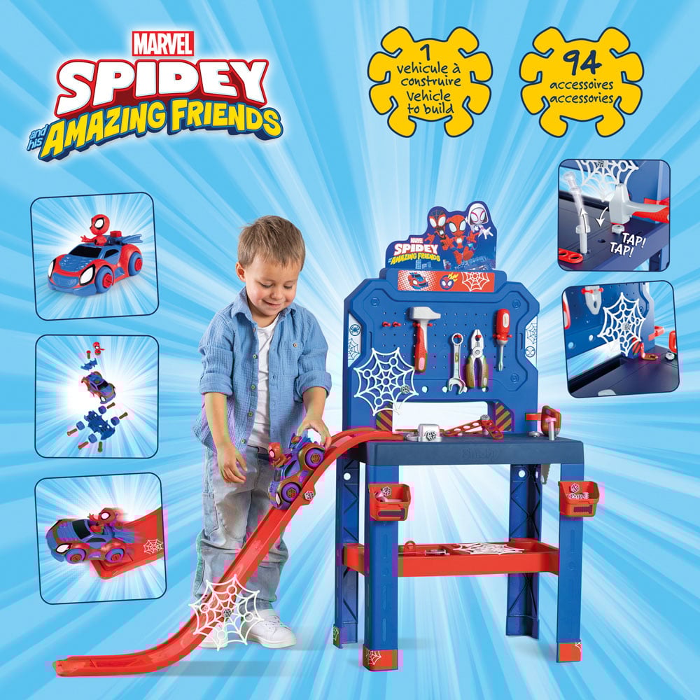 Smoby Marvel Spidey Amazing Friends Kids Bricolo Workbench with Tools and Storage Image 6