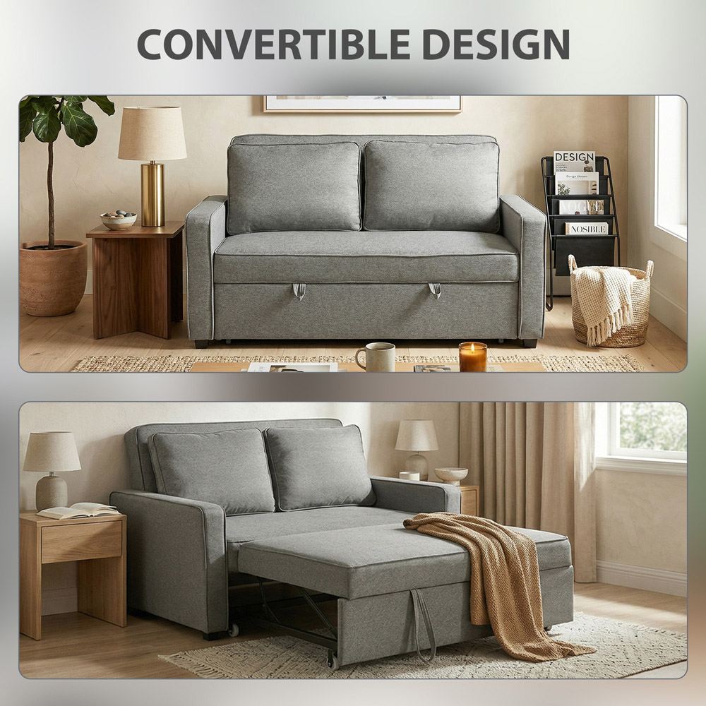 HOMCOM 2 Seater Grey Click Clack Pull Out Sofa Bed Image 5
