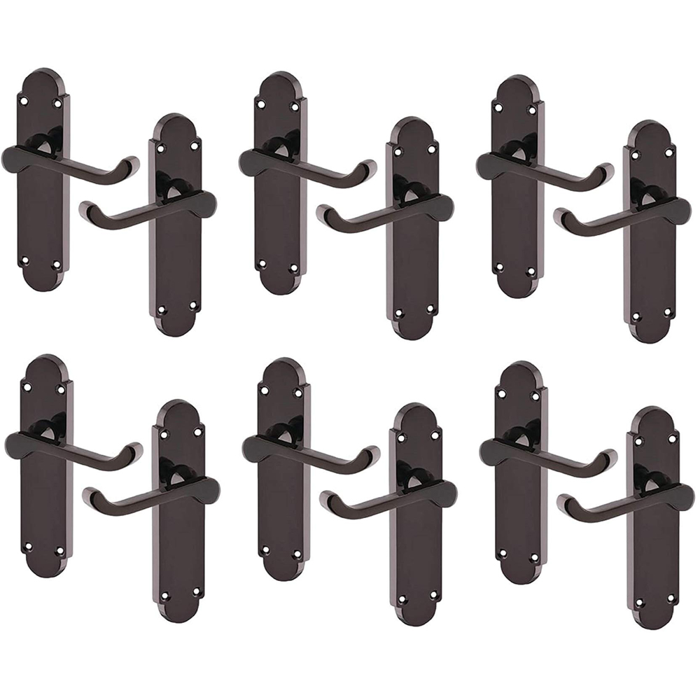 Golden Grace Black Nickel Epsom Victorian Shaped Door Lever Latch 6 Pack Image