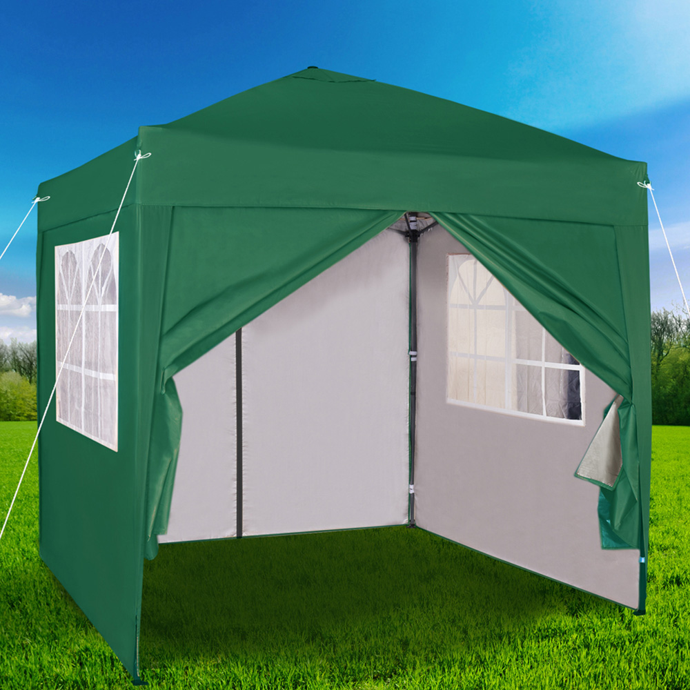 Green Pop Up Outdoor Canopy Tent with Removable Sidewalls 2 x 2m Image 1